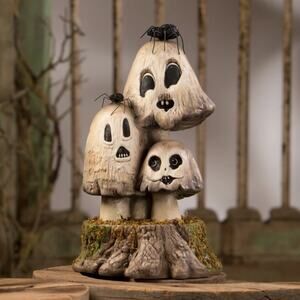 Bethany Lowe Ghostie Fungi Trio of Mushroom Ghosts Halloween Ghost Decor New